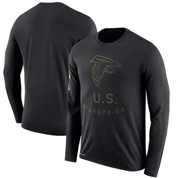 Men's Atlanta Falcons Legend Black 2018 Salute to Service Sideline Performance Long Sleeve T-Shirt