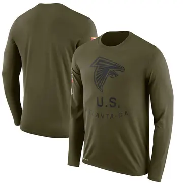Men's Atlanta Falcons Legend Olive 2018 Salute to Service Sideline Performance Long Sleeve T-Shirt