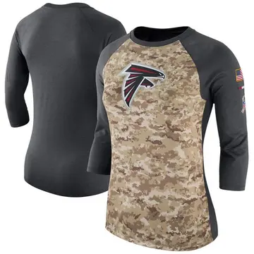Women's Atlanta Falcons Legend Camo/Charcoal Salute to Service 2017 Three-Quarter Raglan Sleeve T-Shirt