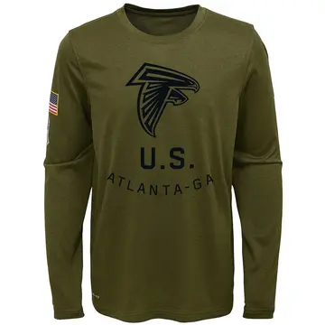 Youth Atlanta Falcons Legend Olive 2018 Salute to Service Performance Long Sleeve T-Shirt